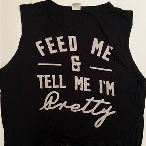 Black Sleeveless Graphic Top
